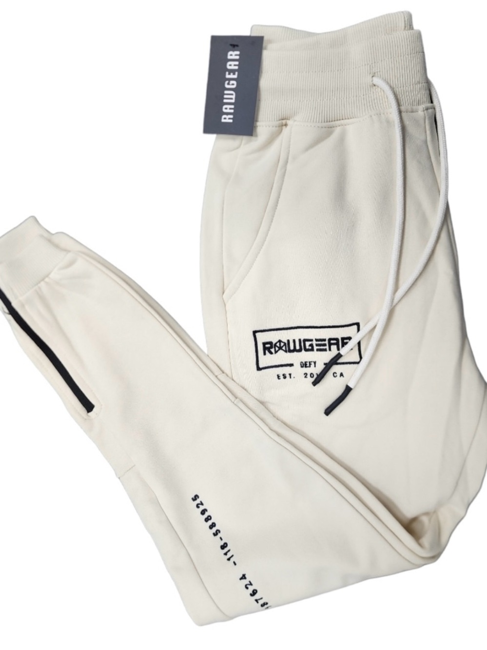 Rawgear Cream Jogger Sweatpants with Black Logo Size L, Price$55 NWT